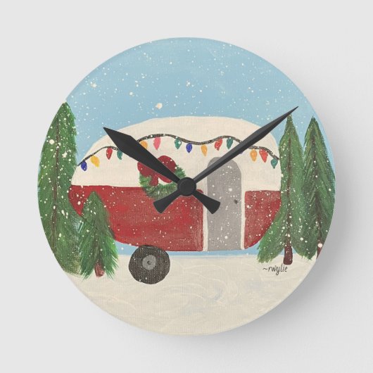 Kerst Kampeerwagen Ronde Klok (Voorkant)