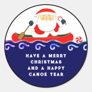 Kerst Kamperen Kano Ronde Sticker