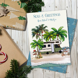 Kerst Kamperen Motorhome Sneeuwmannen Wenskaart Kaart