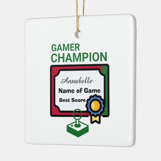 Kerst Kampioen Gamer Rood en Groen Keramisch Ornament (Links)
