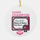 Kerst Kampioen Gamer Roze en Zwart Keramisch Ornament (Voorkant)