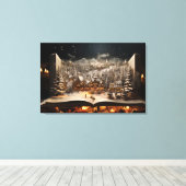 Kerst Kandelaar Storybook Mountain Village Canvas Afdruk (Insitu (Houten vloer))