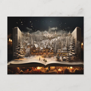 Kerst Kandelaar Storybook Mountain Village Feestdagenkaart