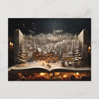 Kerst Kandelaar Storybook Mountain Village Feestdagenkaart