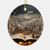 Kerst Kandelaar Storybook Mountain Village Keramisch Ornament (Links)