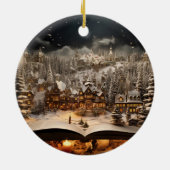 Kerst Kandelaar Storybook Mountain Village Keramisch Ornament (Achterkant)