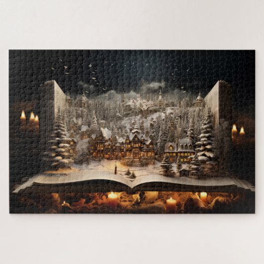 Kerst Kandelaar Storybook Mountain Village Legpuzzel (Horizontaal)