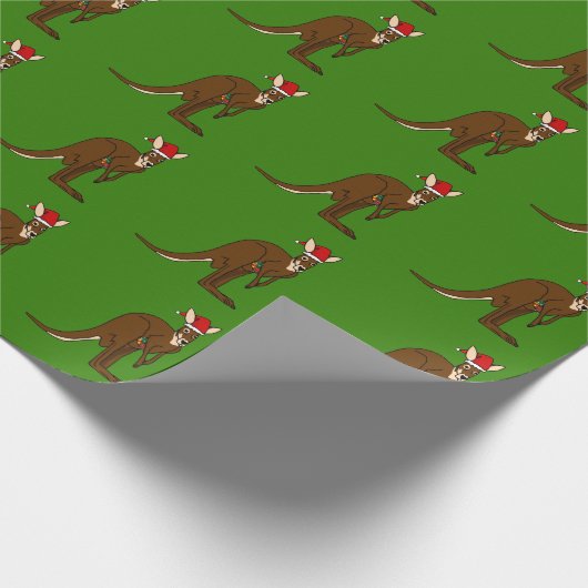 Kerst Kangaroo Cadeaupapier (Hoek)
