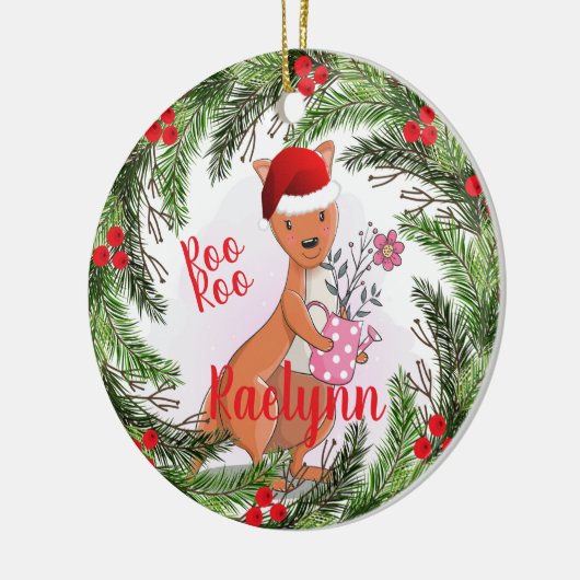 Kerst Kangaroo Keramisch Ornament (Links)