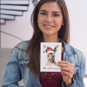 Kerst Kangoeroe, aanpasbaar Folie Feestdagenkaart