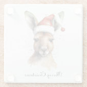 Kerst Kangoeroe, aanpasbaar Glazen Onderzetter (Achterkant)