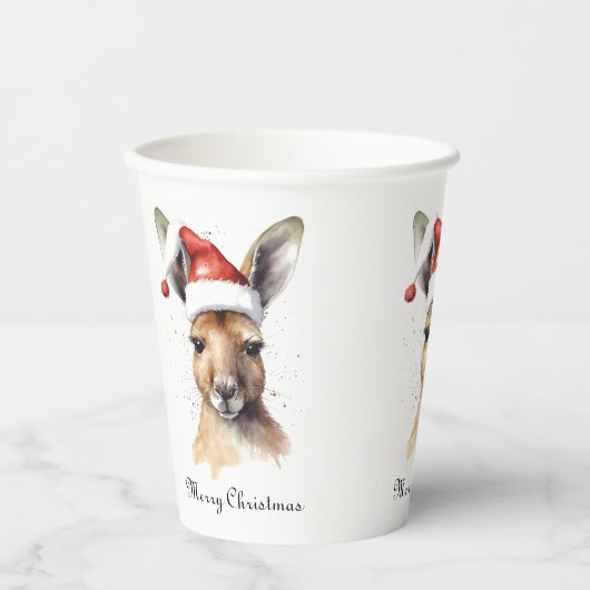 Kerst Kangoeroe, aanpasbaar Papieren Bekers (Voorkant)