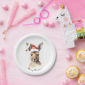 Kerst Kangoeroe, aanpasbaar Papieren Bordje (Feest)