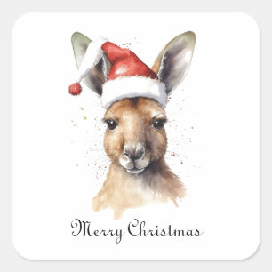 Kerst Kangoeroe, aanpasbaar Vierkante Sticker