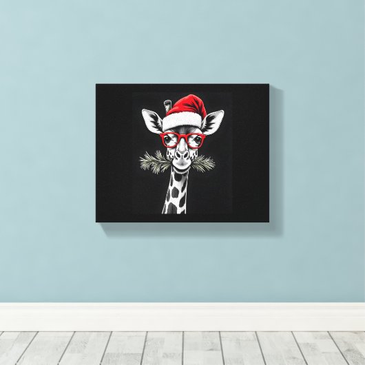 Kerst Kangoeroe Kerstman Hoed Pyjama Cadeau Famili Canvas Afdruk (Insitu (Houten vloer))
