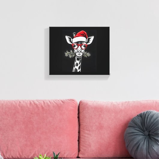 Kerst Kangoeroe Kerstman Hoed Pyjama Cadeau Famili Canvas Afdruk (Insitu (Woonkamer))