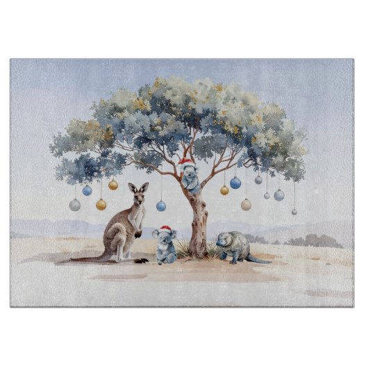 Kerst Kangoeroe Koala's Vogelbekdier Eucalyptus Bo Snijplank (Voorkant)