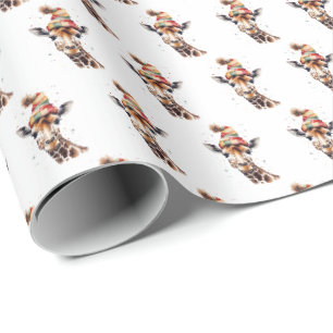 Kerst Kangoeroe Waterverf Winterhoed Patroon Cadeaupapier