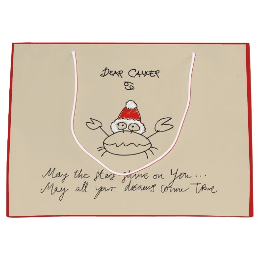 Kerst Kanker Astrologie Horoscoop Rood Elegant Groot Cadeauzakje (Voorkant)