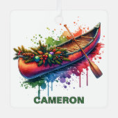 Kerst kano aangepaste naam metalen ornament (Voorkant)