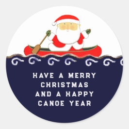 Kerst kano kajak cadeau ronde sticker