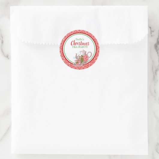 Kerst Kant Tea Party Stickers (Tas)