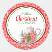 Kerst Kant Tea Party Stickers (Voorkant)
