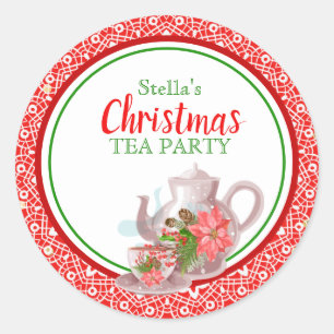 Kerst Kant Tea Party Stickers