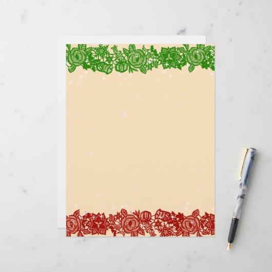 Kerst Kanten Slinger Briefpapier Briefhoofd (Voorkant / Achterkant in situ)