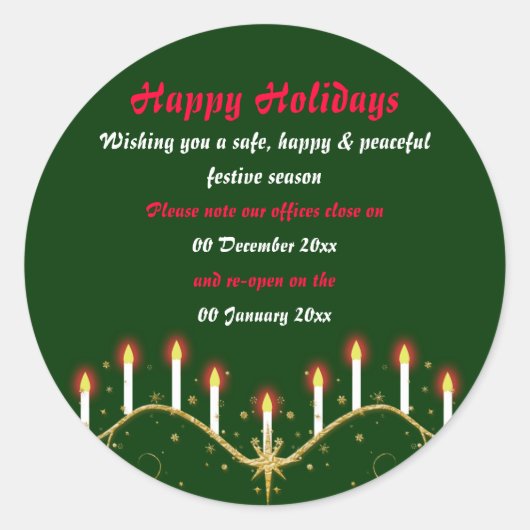 Kerst kantoor gebouwen gesloten van de rust ronde sticker (Voorkant)