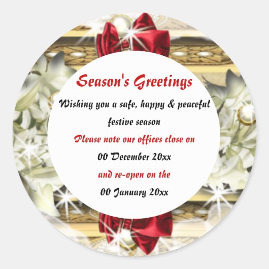 Kerst kantoor gebouwen gesloten van de rust ronde sticker (Voorkant)