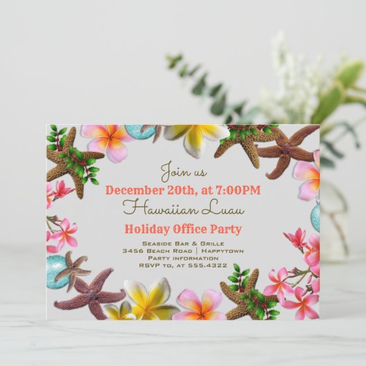 Kerst Kantoor Luau Starfish Border Kaart (Staand voorkant)