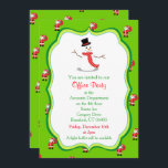 Kerst Kantoor Party Invitation-Snowman Graphic Kaart<br><div class="desc">Een prachtige kerst Kantoor Party Invitation met een sneeuwpop afbeelding op een witte achtergrond met kleine afbeeldingen kerstman op een groene achtergrond op de voor- en achterkant. Een mooie manier om vrienden of collega's uit te nodigen voor een speciale kerst drink op de plaats van uw werk. Een manier om...</div>