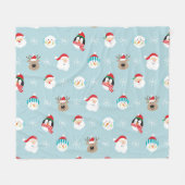 Kerst Karakter Hoofden: Feestelijke Wrap Fleece Deken (Voorkant (Horizontaal))