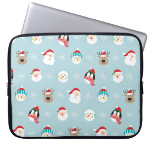 Kerst Karakter Hoofden: Feestelijke Wrap Laptop Sleeve