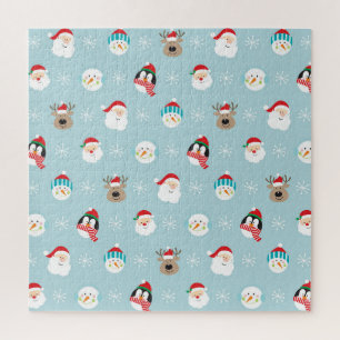 Kerst Karakter Hoofden: Feestelijke Wrap Legpuzzel