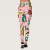 Kerst Karakters Cartoon Pattern Leggings (Achterkant)