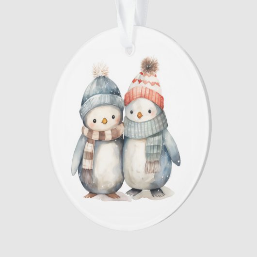 Kerst Karakters Pinguïn Acryl Ornament (voorkant)