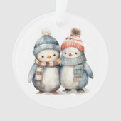 Kerst Karakters Pinguïn Acryl Ornament (voorkant)