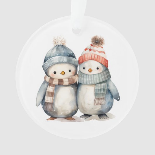 Kerst Karakters Pinguïn Acryl Ornament (voorkant)