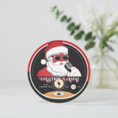 Kerst Karaoke Cool Santa  Vinyl Record Kaart (Staand voorkant)