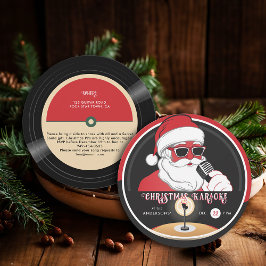 Kerst Karaoke Cool Santa  Vinyl Record Kaart