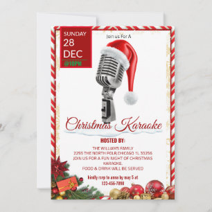 Kerst Karaoke Nachtuitnodiging Kaart