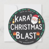 Kerst Karaoke Party Santa Carols Vinyl Record Kaart (Voorkant)