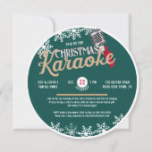 Kerst Karaoke Party  Vinyl Record Blauwgroen Kaart (Voorkant)