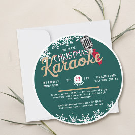 Kerst Karaoke Party  Vinyl Record Blauwgroen Kaart
