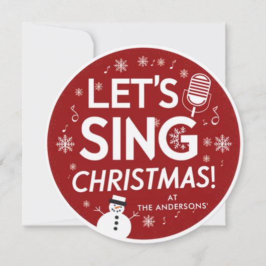 Kerst Karaoke Party  Vinyl Record Rood Kaart (Voorkant)