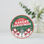 Kerst Karaoke Party Zingen Santa Vinyl Record Kaart (Staand voorkant)