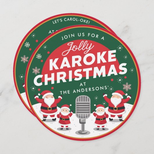 Kerst Karaoke Party Zingen Santa Vinyl Record Kaart (Voorkant / Achterkant)