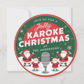 Kerst Karaoke Party Zingen Santa Vinyl Record Kaart (Voorkant)